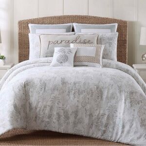 Oceanfront Resort Tropical Plantation Toile 3 Piece Cotton Duvet Queen